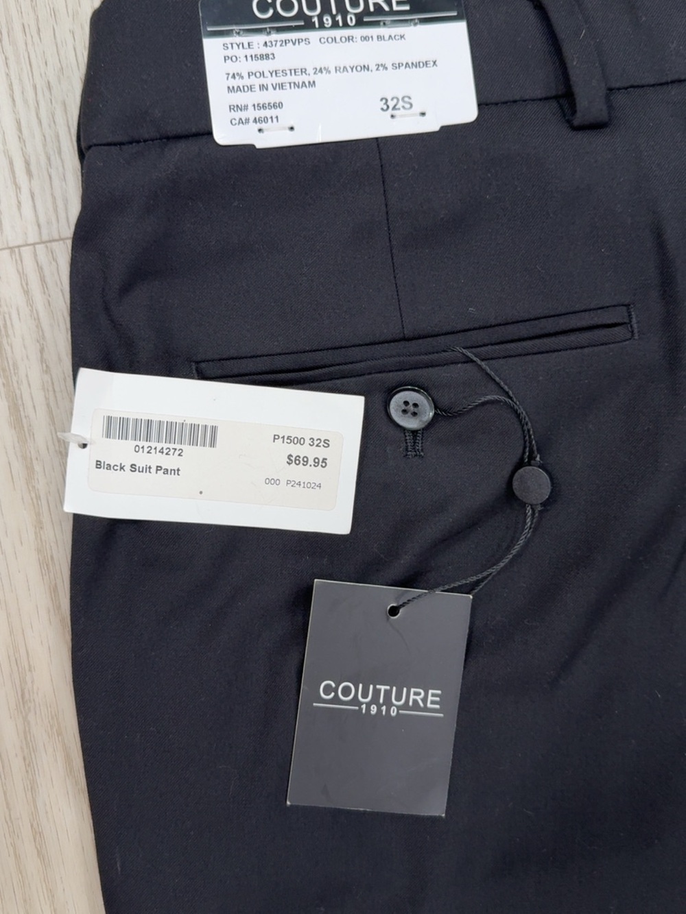 Couture 1910 Men's Black Dress pants